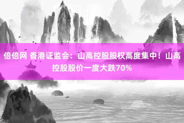 倍倍网 香港证监会：山高控股股权高度集中！山高控股股价一度大跌70%