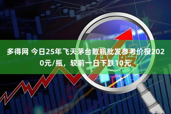 多得网 今日25年飞天茅台散瓶批发参考价报2020元/瓶，较前一日下跌10元
